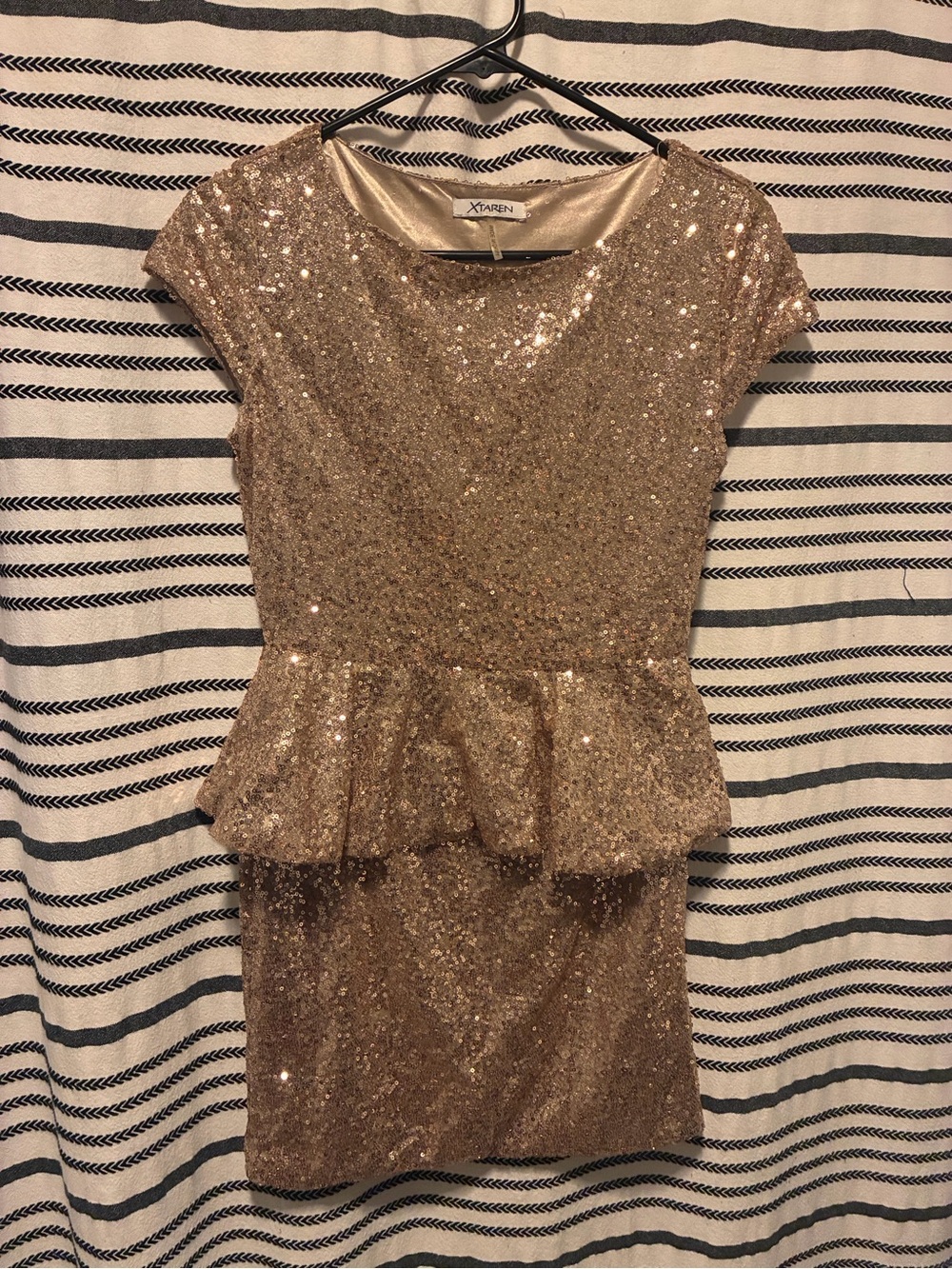 Gold Sequin Peplum Dress